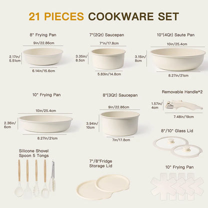 21-Piece Astercook Non-Stick Ceramic Cookware Set