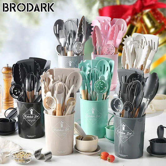 34-Piece Non-Stick Cooking Tools Set with Storage Bucket